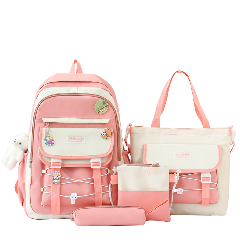 Ensemble de sacs d’école Kawai pour adolescents 4Pcs GUORANCHAO Rose – محفظة 4 قطع كاواي وردي 3