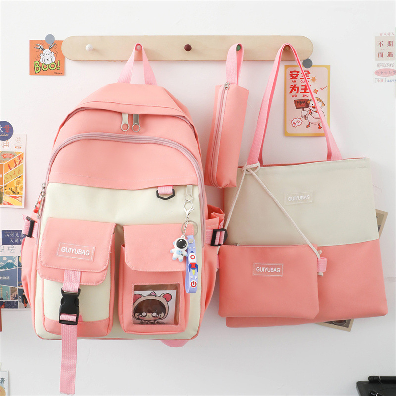 Ensemble de sacs d’école Kawai pour adolescents 4Pcs Guiyu V3 Rose – محفظة 4 قطع كاواي وردي 1