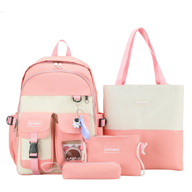 Ensemble de sacs d’école Kawai pour adolescents 4Pcs Guiyu V3 Rose – محفظة 4 قطع كاواي وردي 3