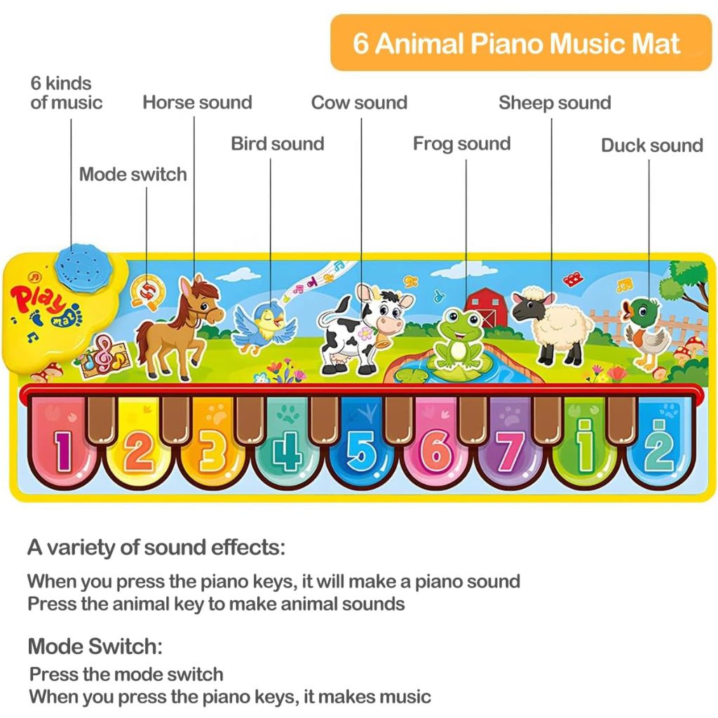 Tapis de Piano Musical pour Enfants 3-6 Ans – حصيرة بيانو موسيقية للأطفال 7