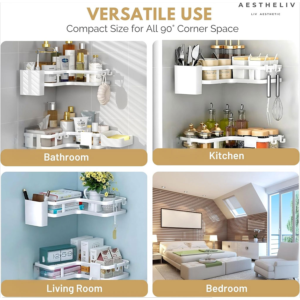 Étagère de rangement pour salle de bain 4pcs en acier inoxydable – طقم رفوف تنظيم للحمام 3