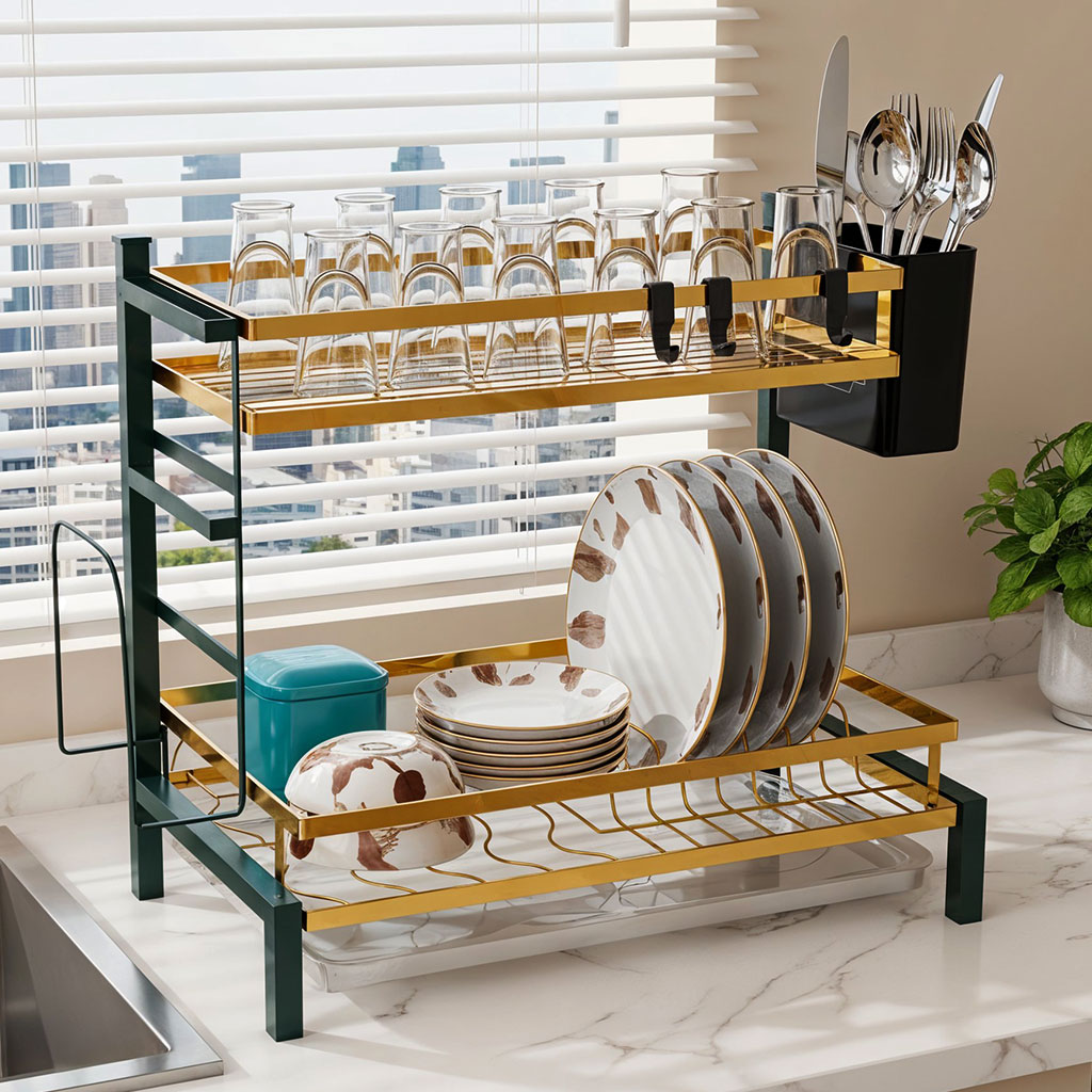 Égouttoir à Vaisselle 2 Niveaux Gold pour Comptoir de Cuisine AC-031-2 2