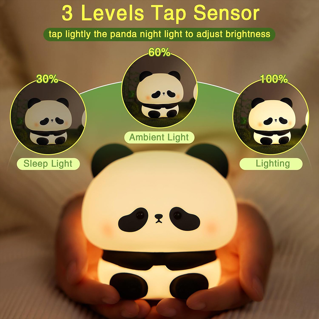 Veilleuse en Silicone Forme Panda pour Chambre d'enfant Rechargeable 5