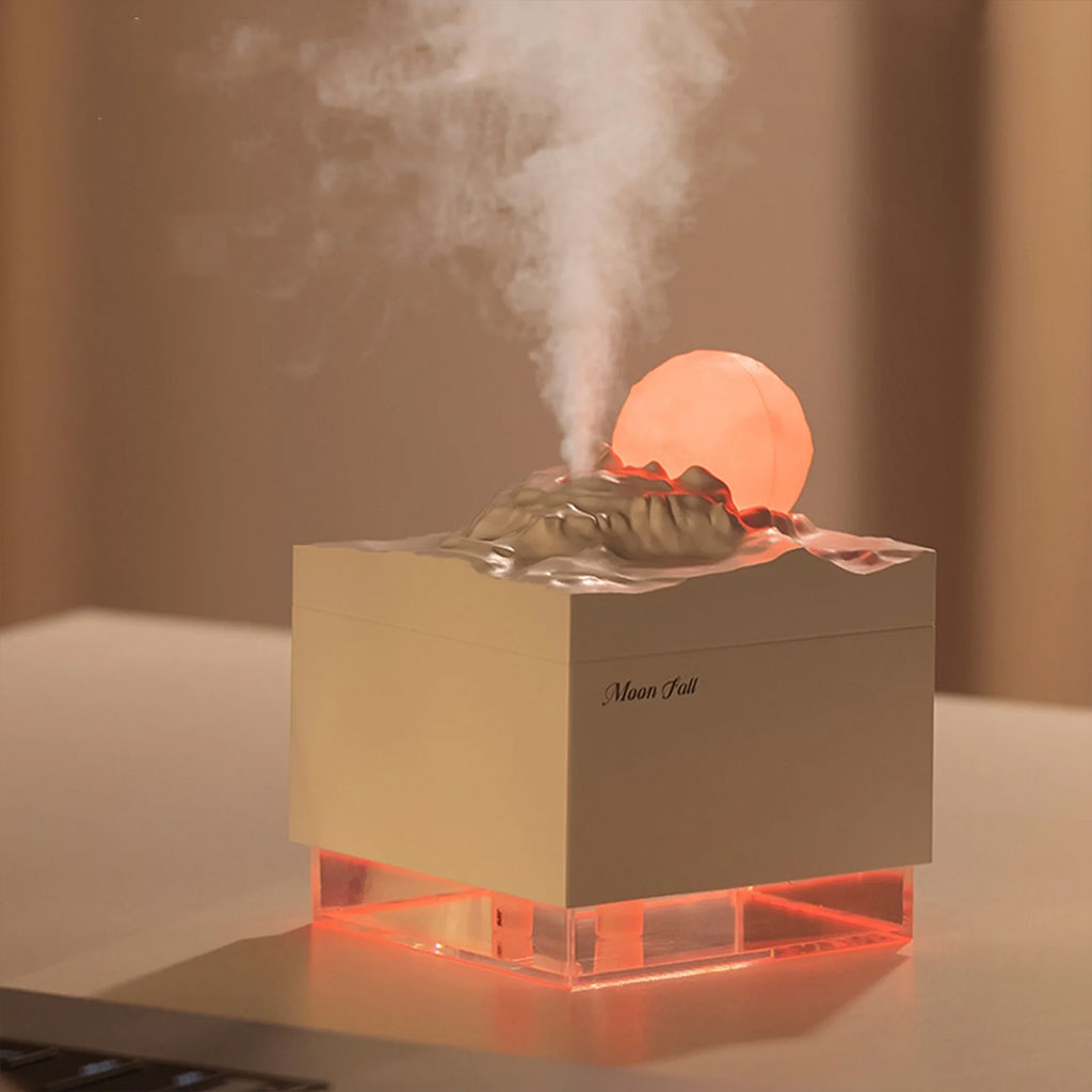 Humidificateur Cube 300 ml avec Veilleuse de Lune Colorée - معطر جو في الغرفة 2