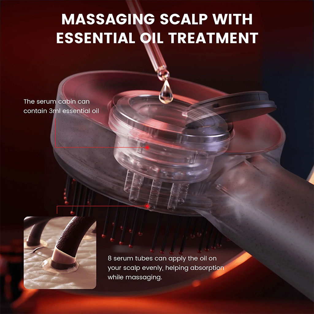 Brosse de massage électrique et applicateur d'huile pour cuir chevelu - فرشاة العناية بفروة الرأس 3