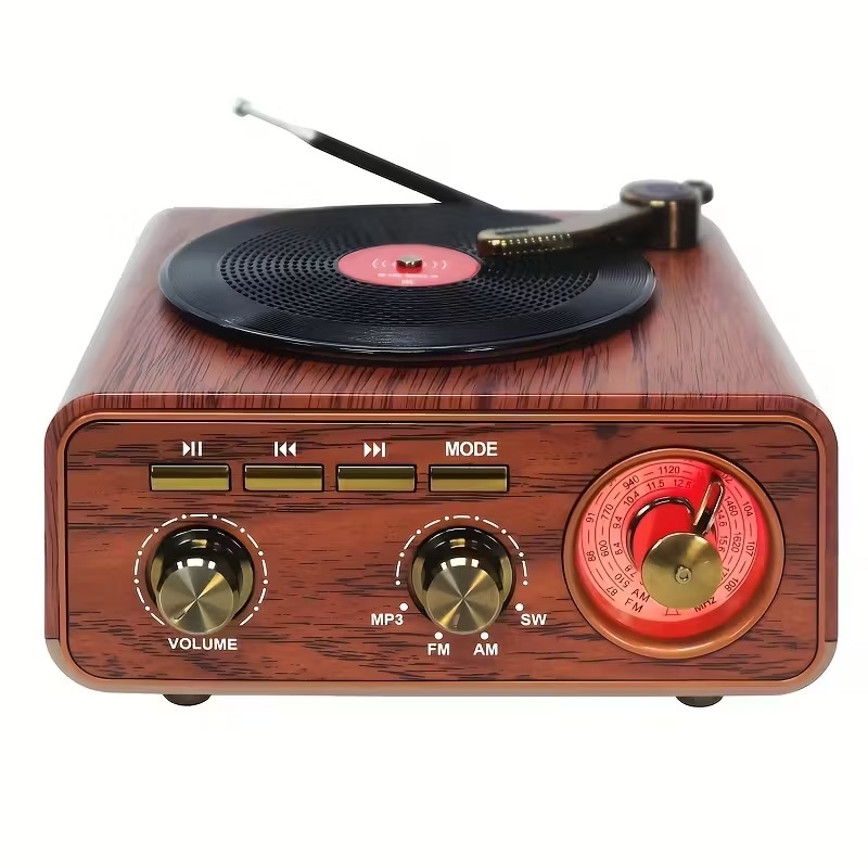 Haut Parleur et Radio tourne-disque vintage Bluetooth Sans Fil - مكبر صوت بلوتوث على شكل راديو 3