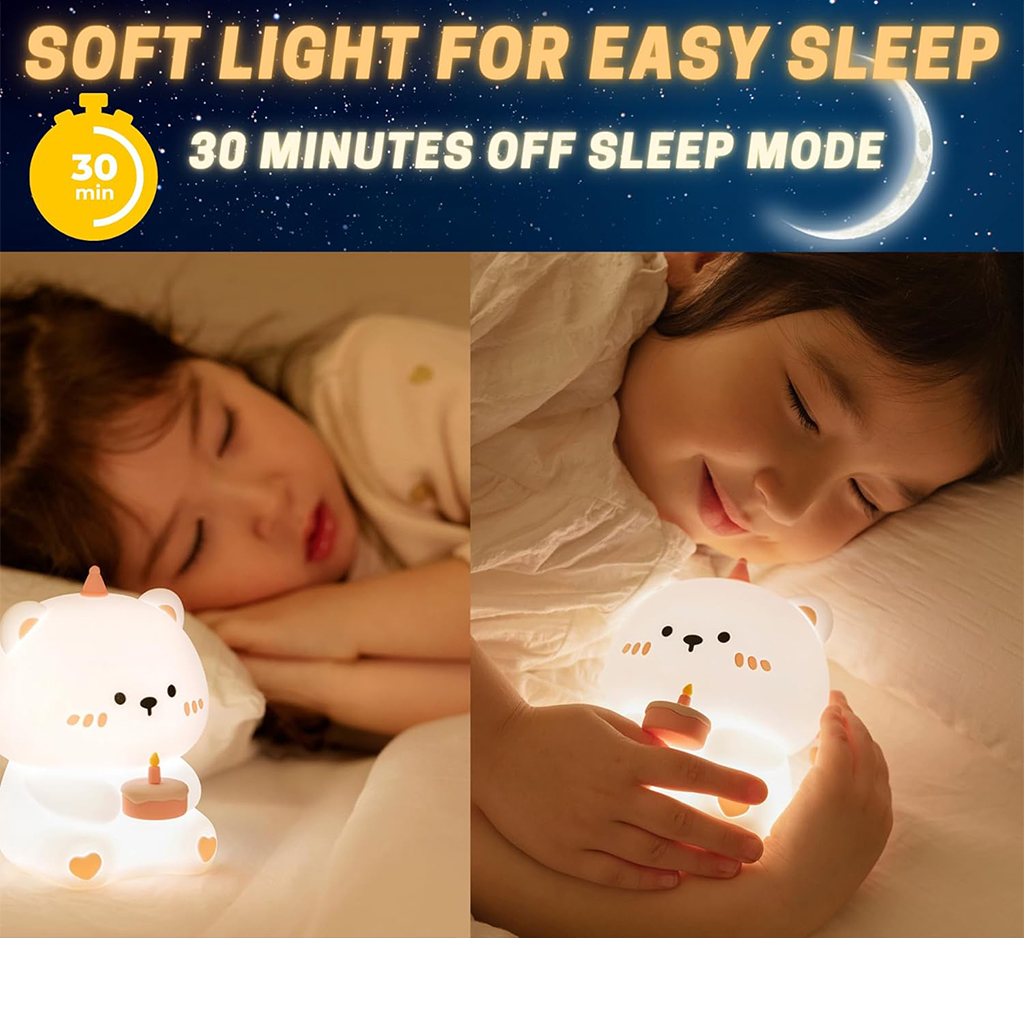 Veilleuse en Silicone Forme d'ours pour Chambre d'enfant Rechargeable 7