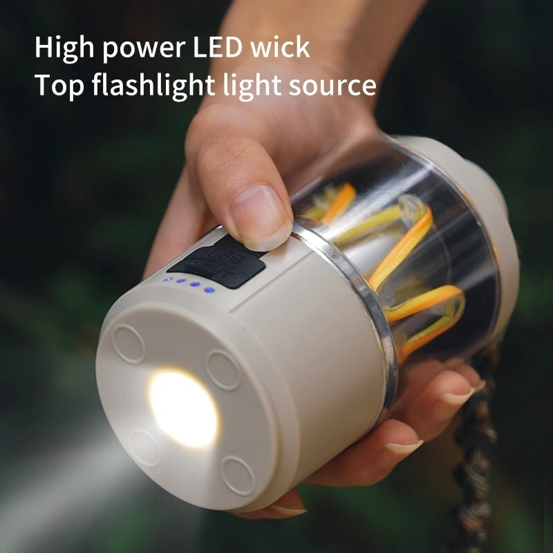 Lanterne Led Portable d'extérieur avec chargement de Type C, Power Bank, lampe de tente, fonction batterie externe 4