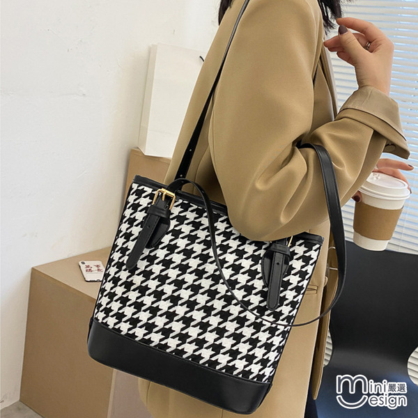 Sacs à bandoulière pied-de-poule Vintage pour femmes grande capacité