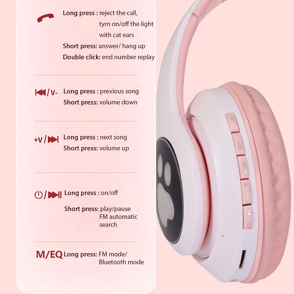 Casque Bluetooth Sans Fil Oreilles de Chat XY-231 2