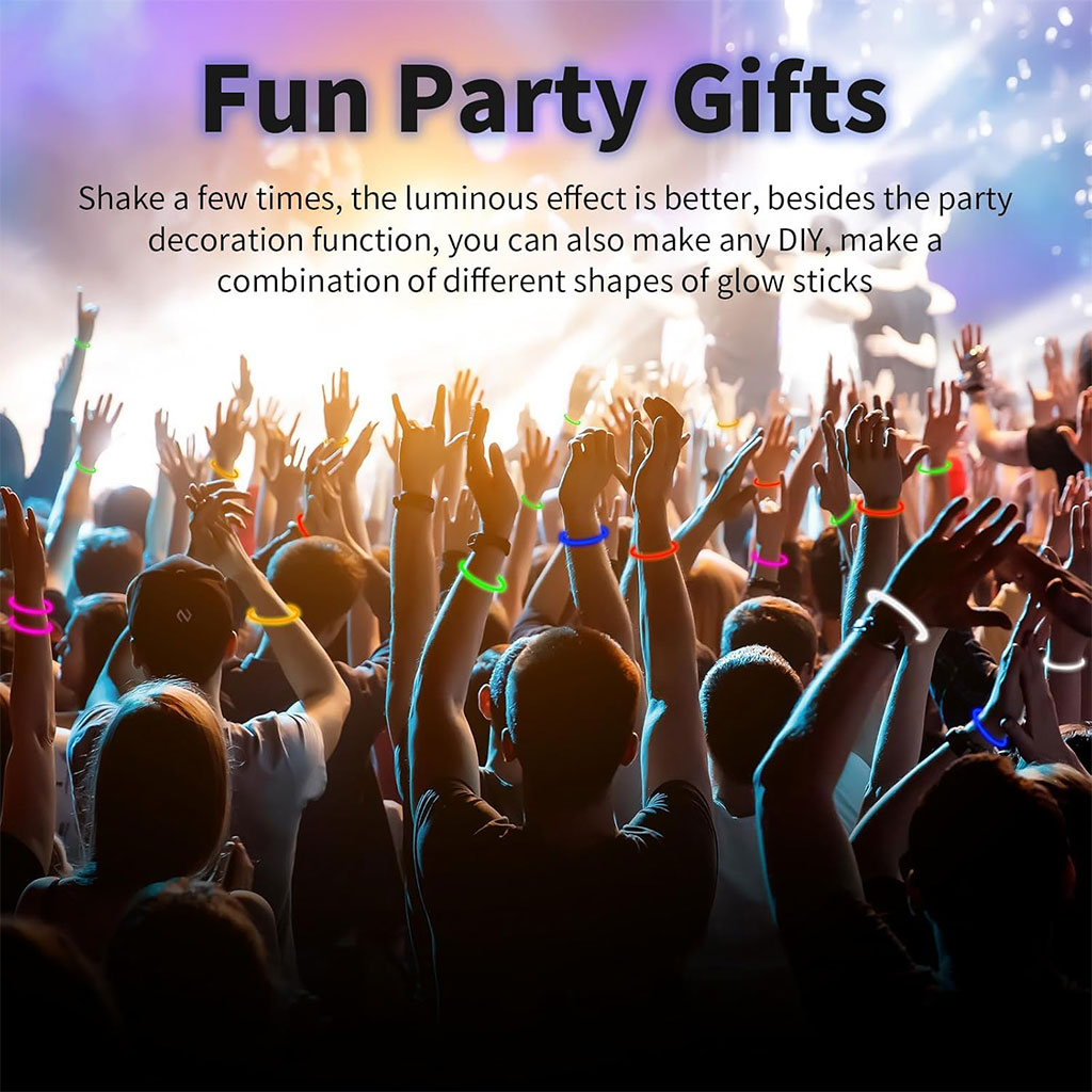 Glow Sticks Bulk Party Favors 50pcs 8inch Party Time - أساور مضيئة للحفلات - 2