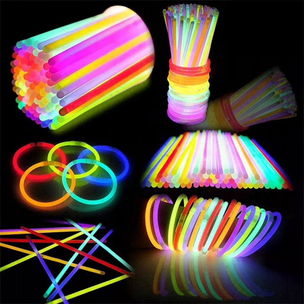 Glow Sticks Bulk Party Favors 50pcs 8inch Party Time - أساور مضيئة للحفلات - 1