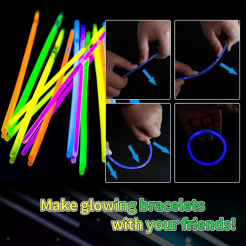Glow Sticks Bulk Party Favors 50pcs 8inch Party Time - أساور مضيئة للحفلات - 8