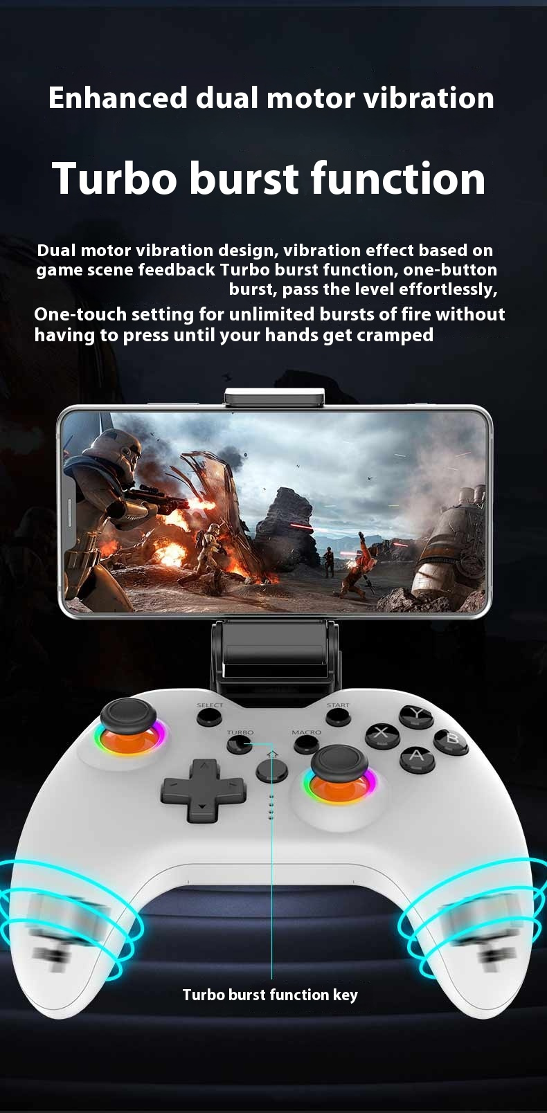 Manette de jeu sans fil IPEGA PG-9111 avec boutons silencieux double moteur de vibration - يد تحكم لاسلكية - 1