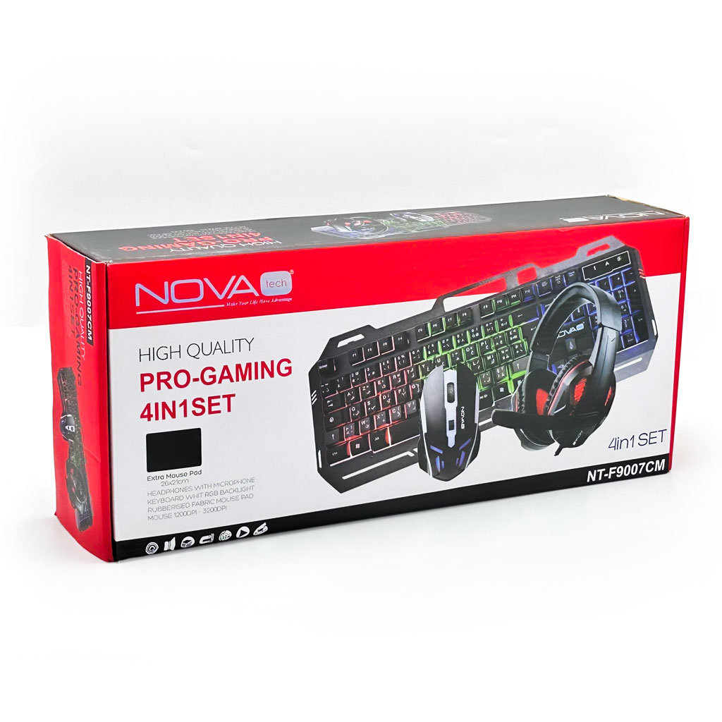 Nova Tech Pack Gaming 4en1 – Ensemble Complet Clavier, Souris, Casque Tapis - مجموعة أدوات الحاسوب كاملة - 1