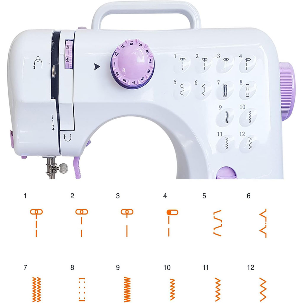 Machine à coudre portable 12 points 2 vitesses avec veilleuse LED et pédale - ماكينة خياطة محمولة 4