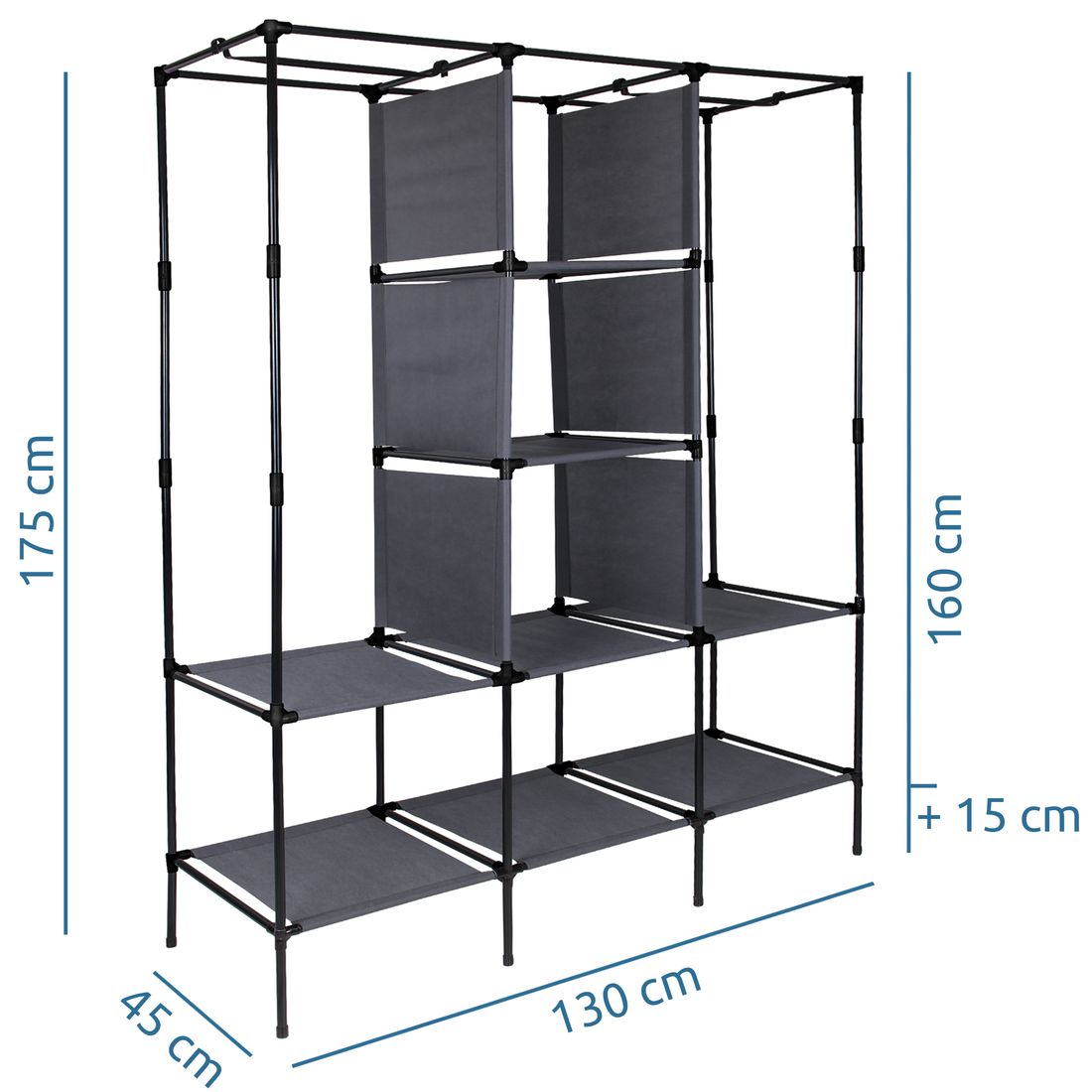 Armoire De Rangement et Penderie 7 Étages Porte Cintres Et Rideau Anti-Poussière - 1
