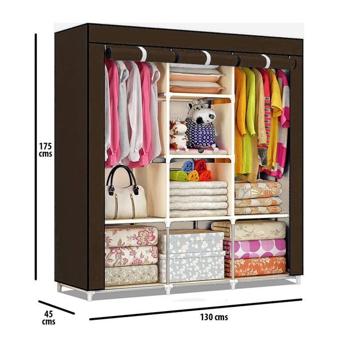 Armoire De Rangement et Penderie 7 Étages Porte Cintres Et Rideau Anti-Poussière - 2