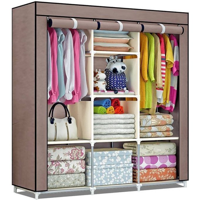 Armoire De Rangement et Penderie 7 Étages Porte Cintres Et Rideau Anti-Poussière - 7