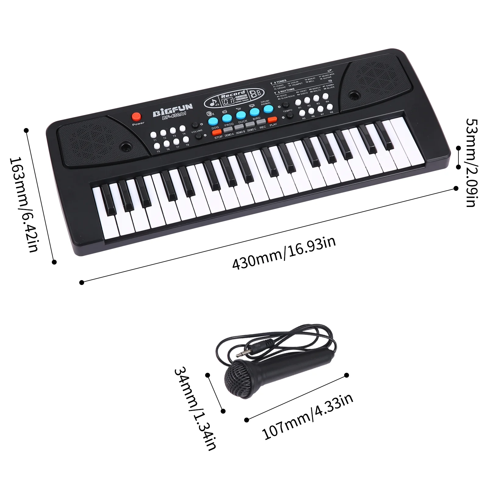 Piano éducatif à clavier électronique pour enfants, avec microphone et 37 touches - بيانو تعليمي بـ 37 مفتاحاً للأطفال - 12