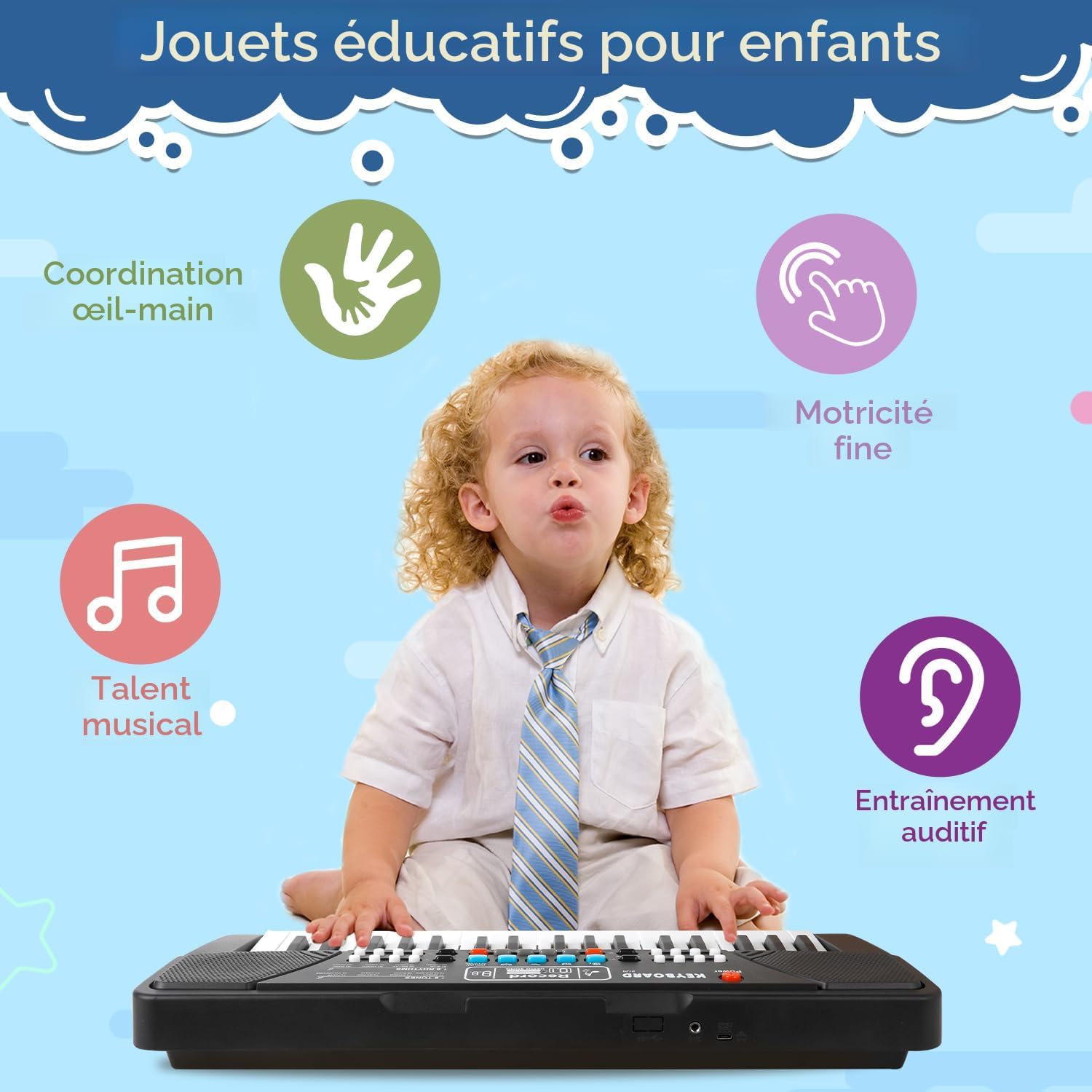 Piano éducatif à clavier électronique pour enfants, avec microphone et 37 touches - بيانو تعليمي بـ 37 مفتاحاً للأطفال 5