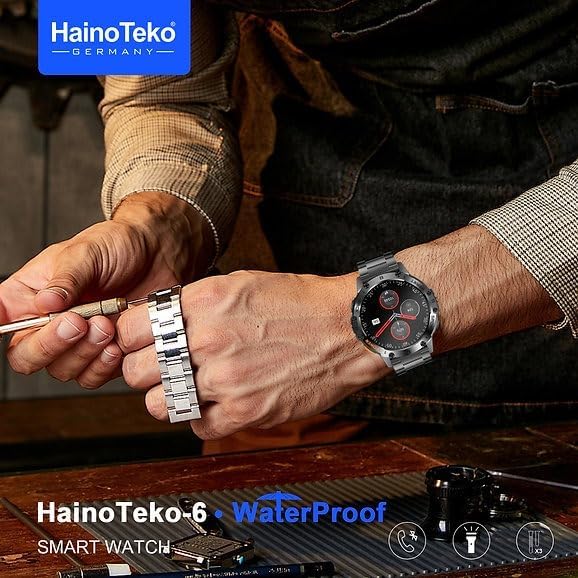 HainoTeko-6 avec écran AMOLED 3 paires de bracelets et lampe torche intégrée - ساعة ذكية أصلية 7