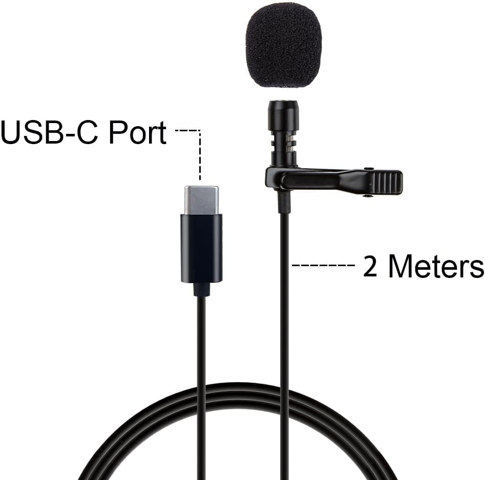 Microphone cravate professionnel USB-C de 2 m à condensateur sphérique - ميكروفون جودة صوت احترافية كابل بطول 2 متر
