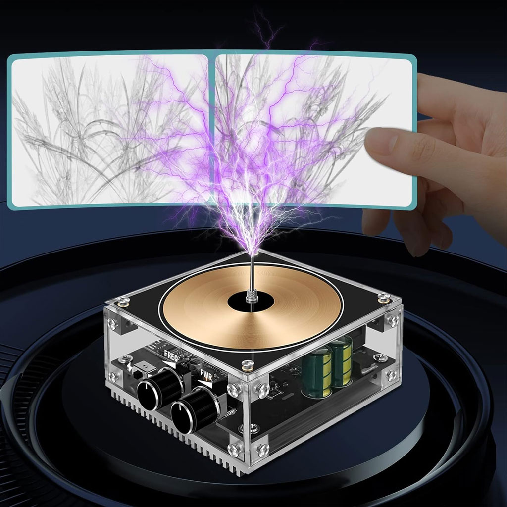 Bluetooth Mini Music Tesla Coil Kit,10 Cm Solid State Touchable Artificial Lightning - صندوق تيسلا - 1