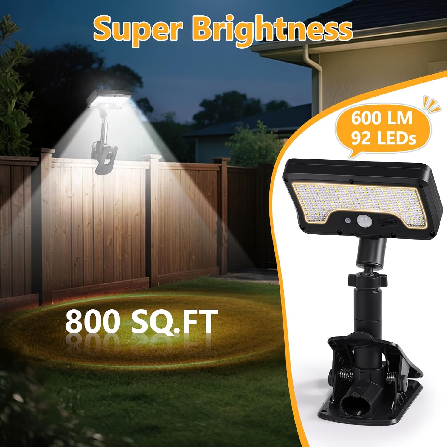 Applique murale solaire LED à Clip avec détecteur de mouvements YX-672L-1 - مصباح كشاف مع حساس حركة 10