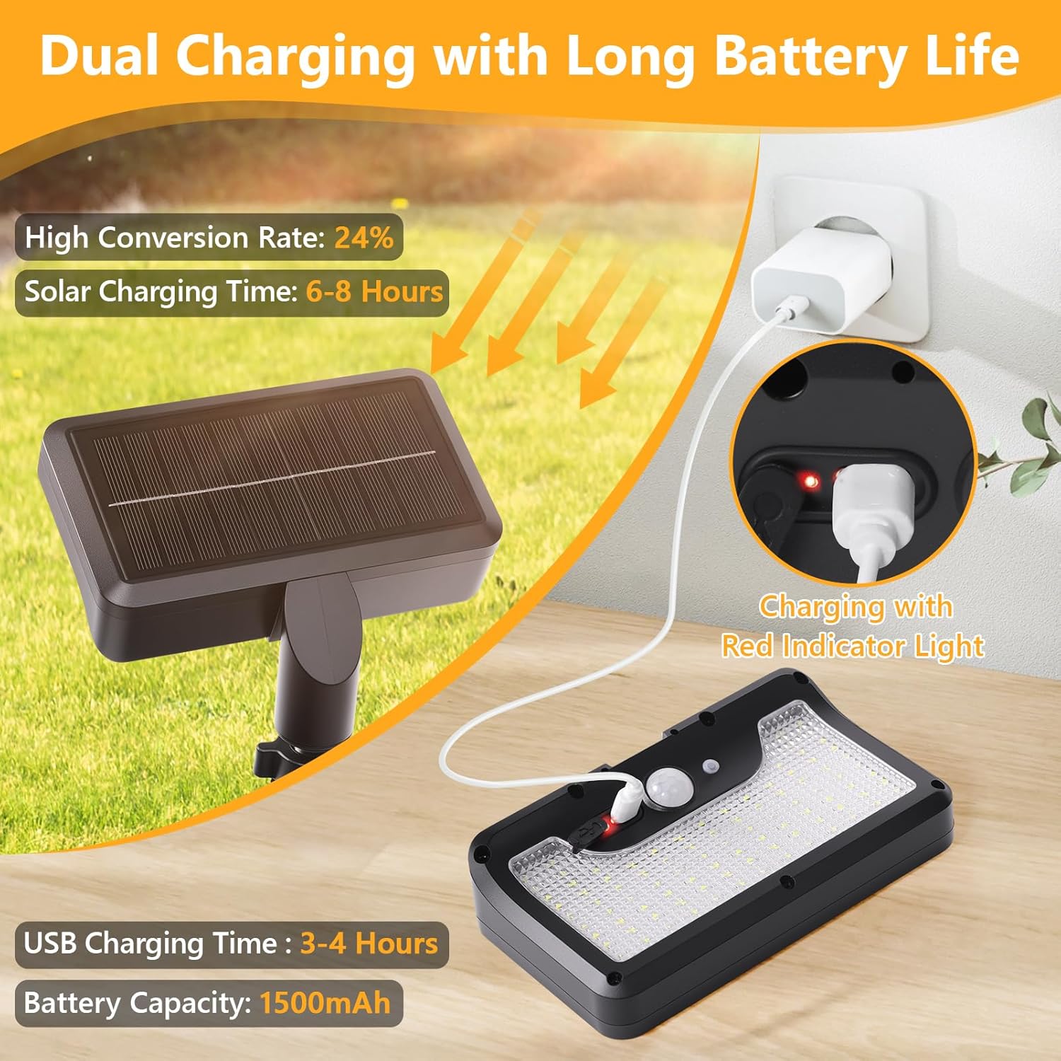 Applique murale solaire LED à Clip avec détecteur de mouvements YX-672L-1 - مصباح كشاف مع حساس حركة 9