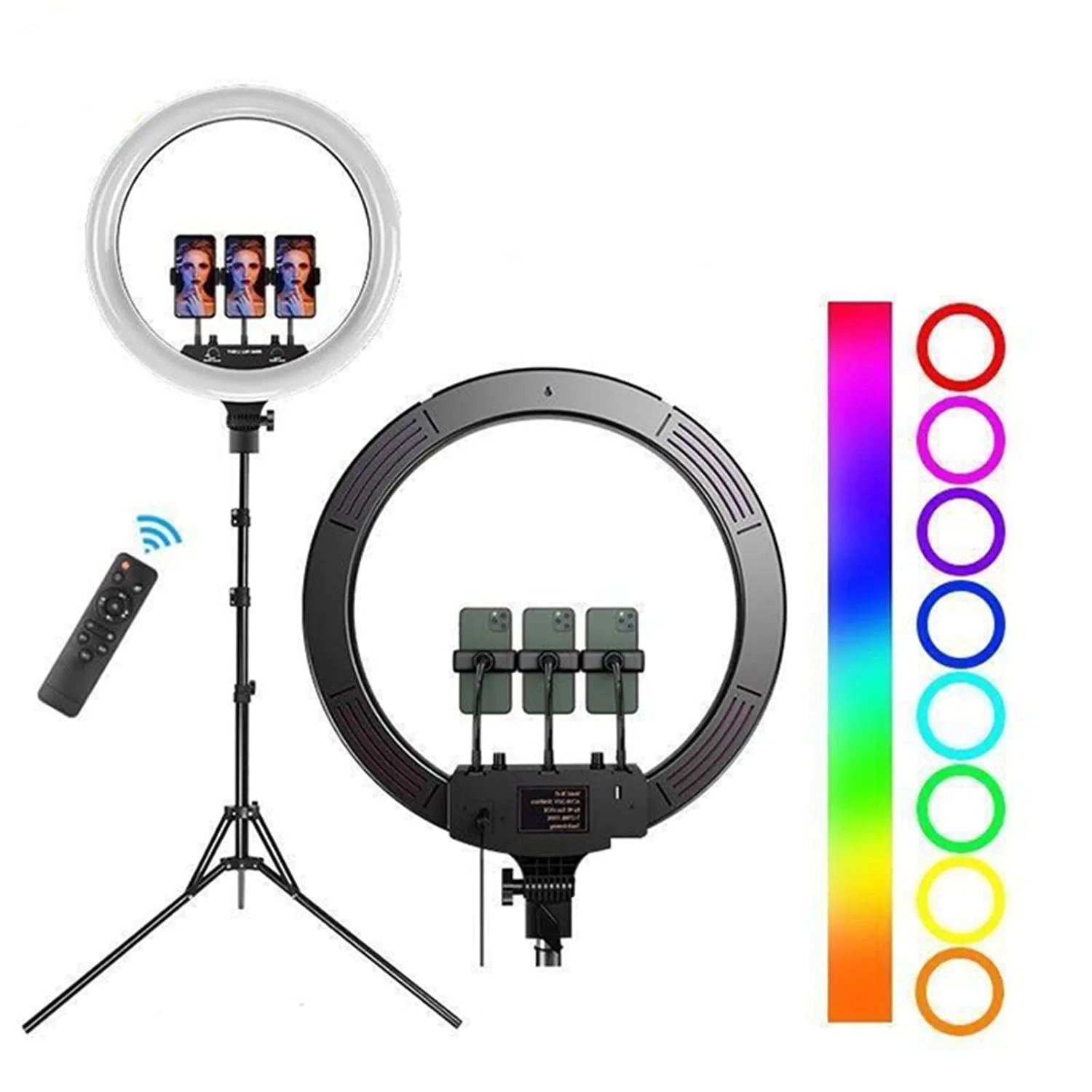 MJ45 RGB LED Ring Light Photography Light Video Light 18inch - طقم حلقة الإضاءة RGB الاحترافي