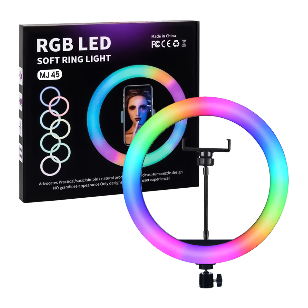 MJ45 RGB LED Ring Light Photography Light Video Light 18inch - طقم حلقة الإضاءة RGB الاحترافي 6