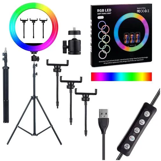 MJ45 RGB LED Ring Light Photography Light Video Light 18inch - طقم حلقة الإضاءة RGB الاحترافي - 1