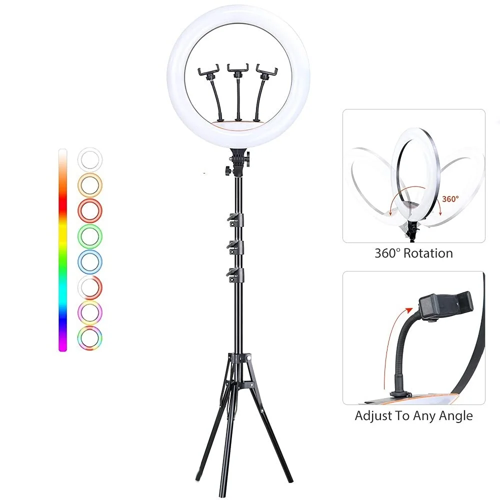 MJ45 RGB LED Ring Light Photography Light Video Light 18inch - طقم حلقة الإضاءة RGB الاحترافي - 7