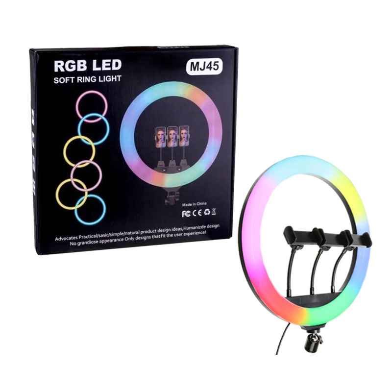 MJ45 RGB LED Ring Light Photography Light Video Light 18inch - طقم حلقة الإضاءة RGB الاحترافي