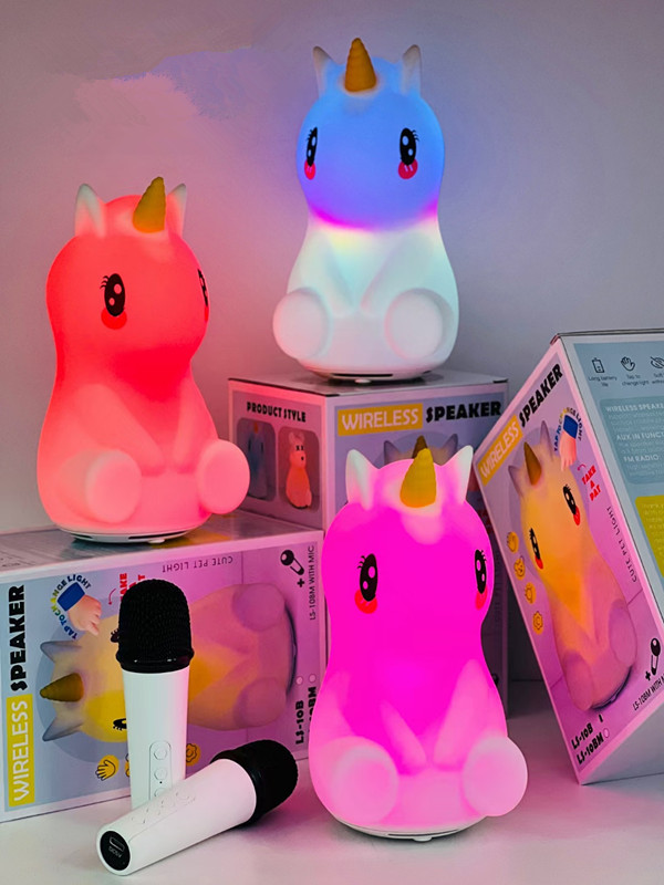 Haut-parleur sans fil de dessin animé licorne avec microphone karaoké LS-10BM - مكبر صوت مع ميكروفون لاسلكي مدمج - 4