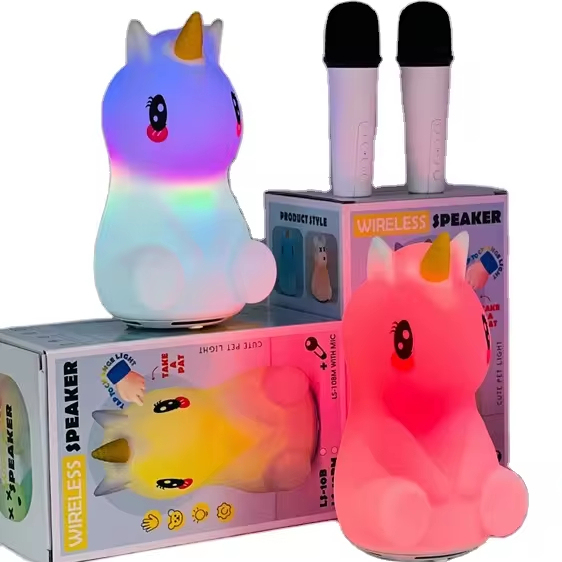 Haut-parleur sans fil de dessin animé licorne avec microphone karaoké LS-10BM - مكبر صوت مع ميكروفون لاسلكي مدمج 11