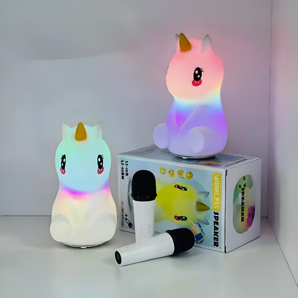 Haut-parleur sans fil de dessin animé licorne avec microphone karaoké LS-10BM - مكبر صوت مع ميكروفون لاسلكي مدمج 2