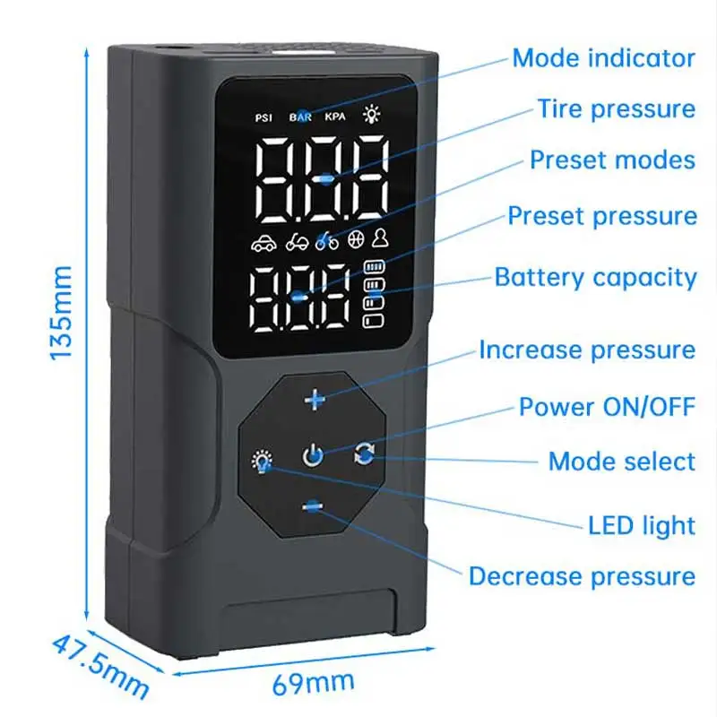 Compresseur d'air portable Fast Air Pump Rechargeable sans fil 150 PSI - جهاز ضغط عجلات محمول 6