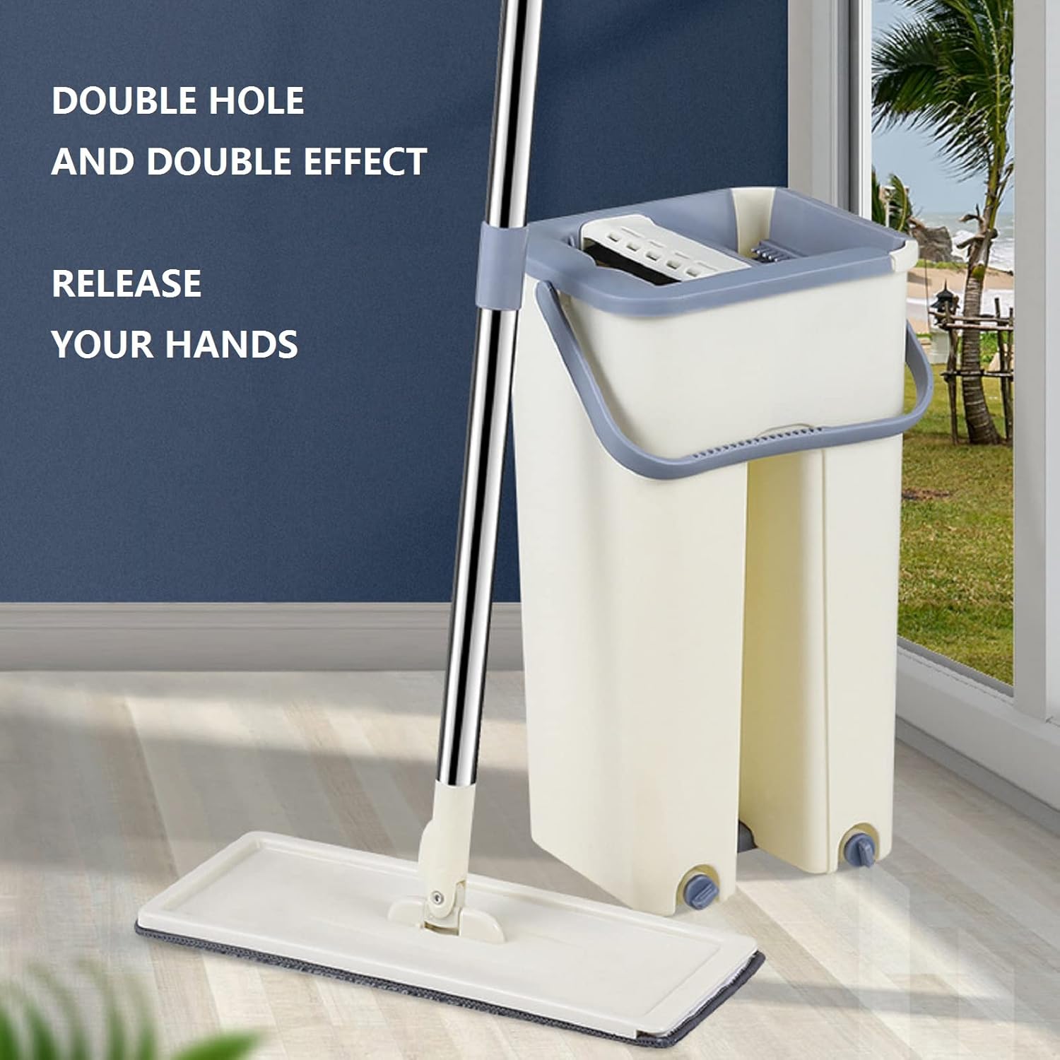 Balai-serpillère plat avec seau à deux compartiments et lingettes en microfibre - ممسحة مايكروفيبر مع دلو بغرفتين للفصل بين الماء النظيف - 8