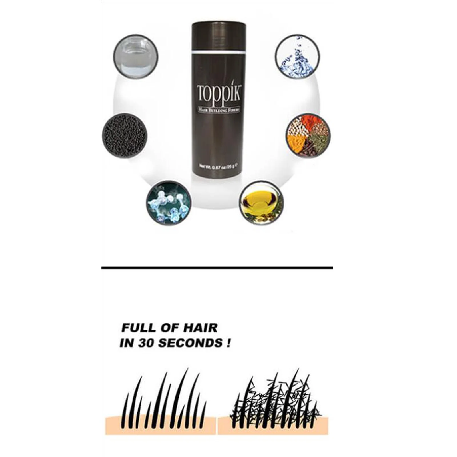 Toppik fibres capillaires noires - ألياف "توبيك" لتكثيف الشعر - 2