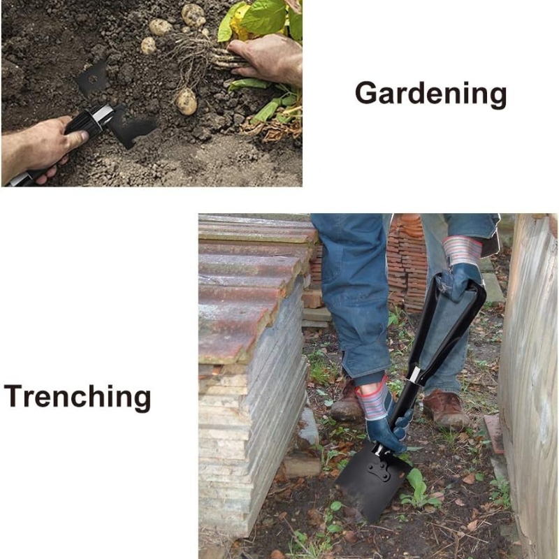 Pelle multifonction pliable avec sac de rangement ,outil de jardin , camping et urgences - 1