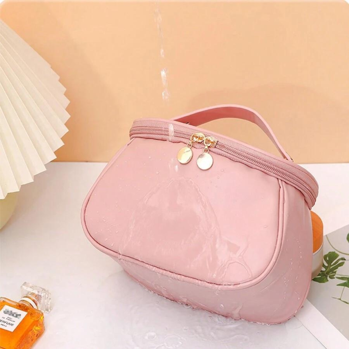 Sac à cosmétiques de voyage en cuir PU pour femmes, grande capacité, trousse de maquillage portable 2