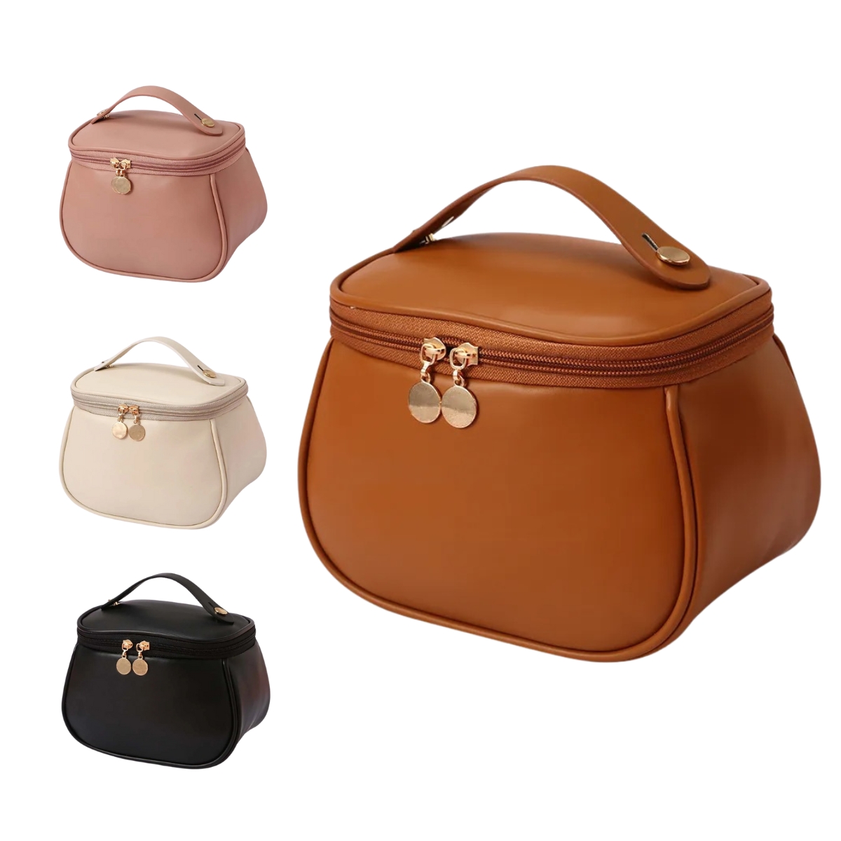 Sac à cosmétiques de voyage en cuir PU pour femmes, grande capacité, trousse de maquillage portable 1