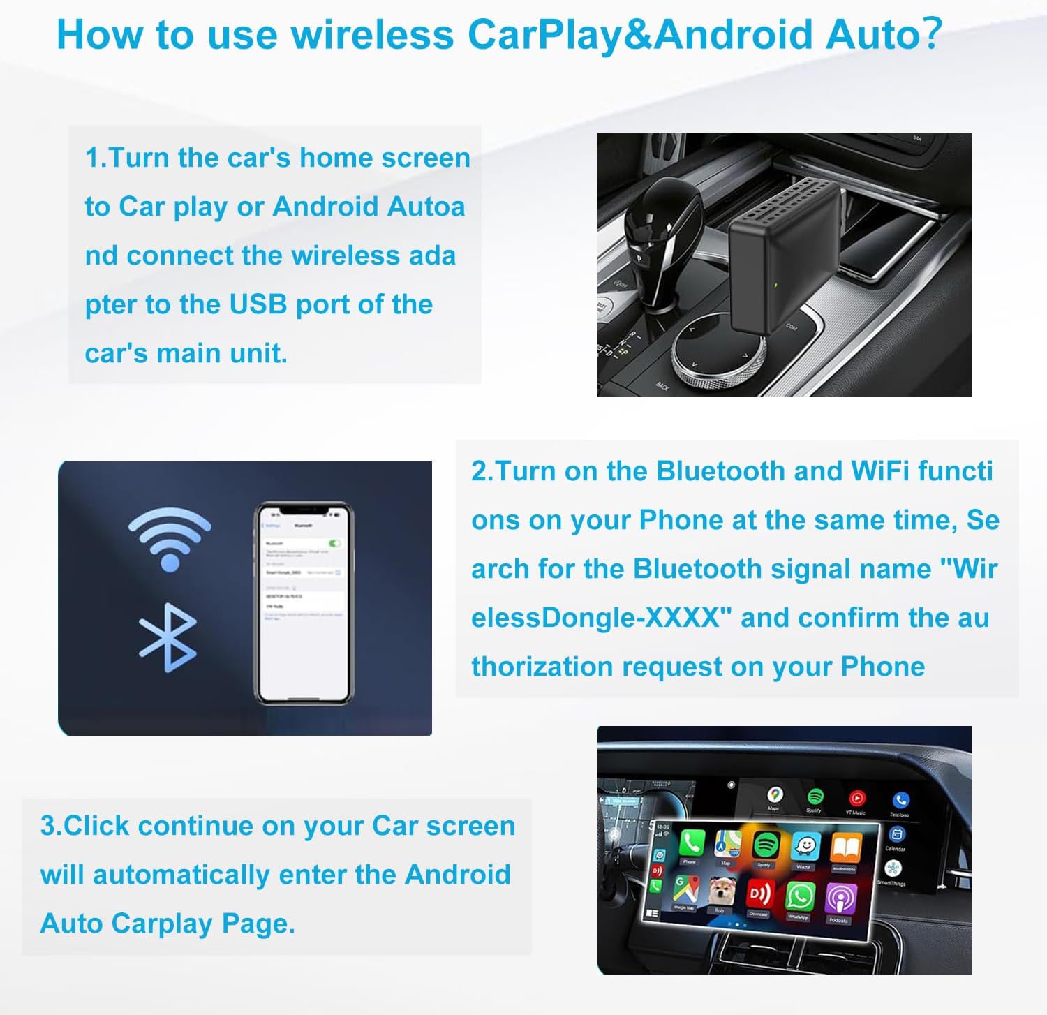 Adaptateur sans fil Android pour voiture Carplay et Android Auto - محول "كاربلاي" اللاسلكي 2 في 1 - 7