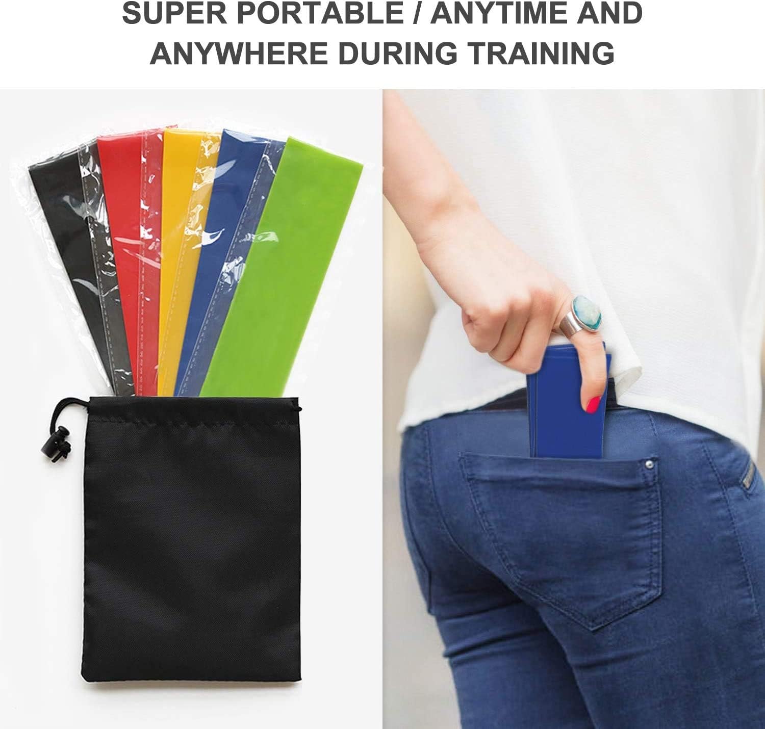 Ensemble de bandes de résistance Elastiques 5Pcs pour exercices de sport - طقم أحزمة المقاومة للرياضيين - 5