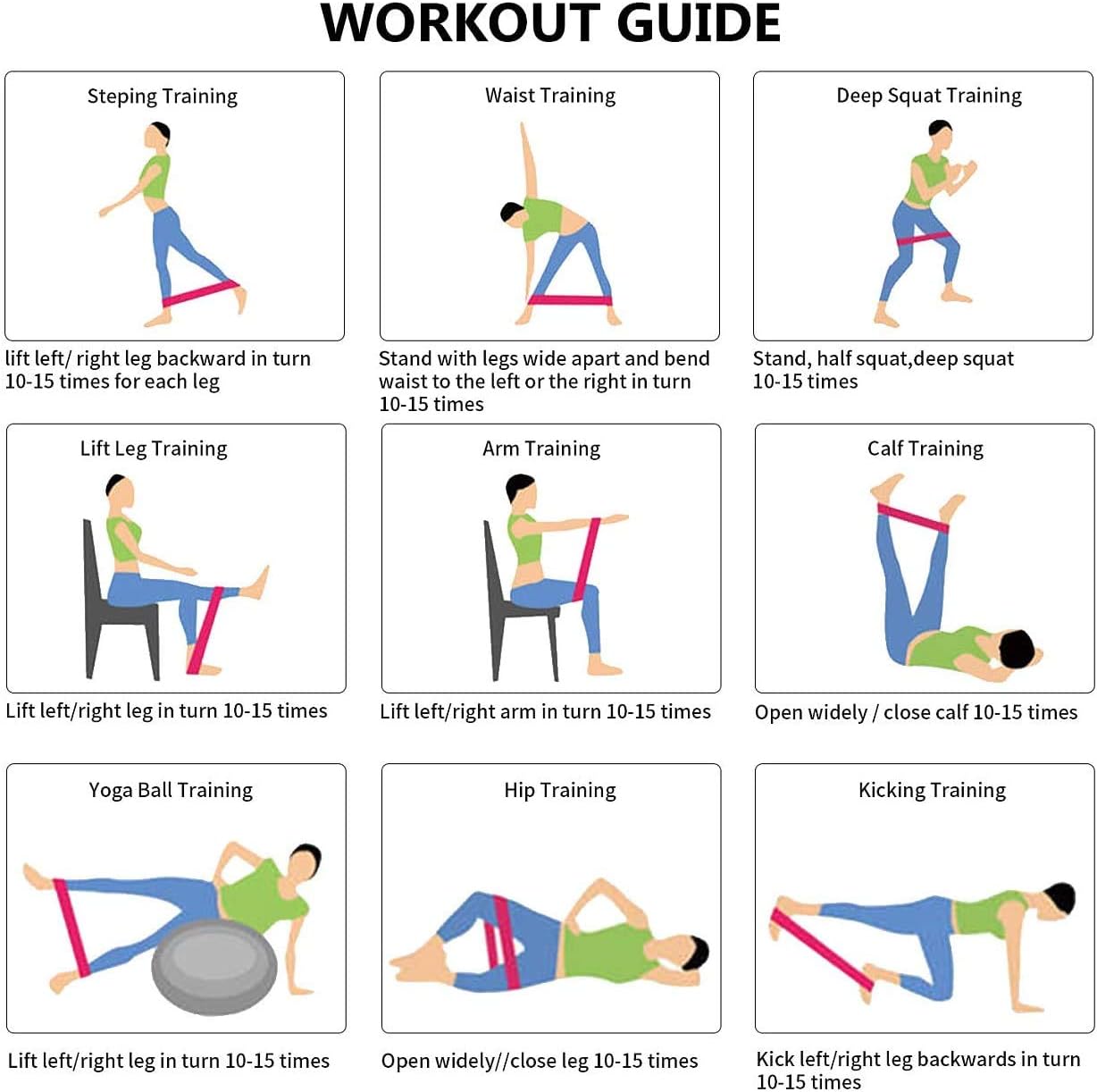 Ensemble de bandes de résistance Elastiques 5Pcs pour exercices de sport - طقم أحزمة المقاومة للرياضيين 9