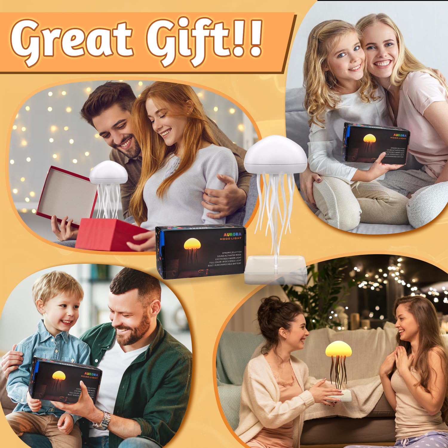 Lampe de chevet méduse à dégradé RGB avec tentacules animés - مصباح قنديل البحر - 4