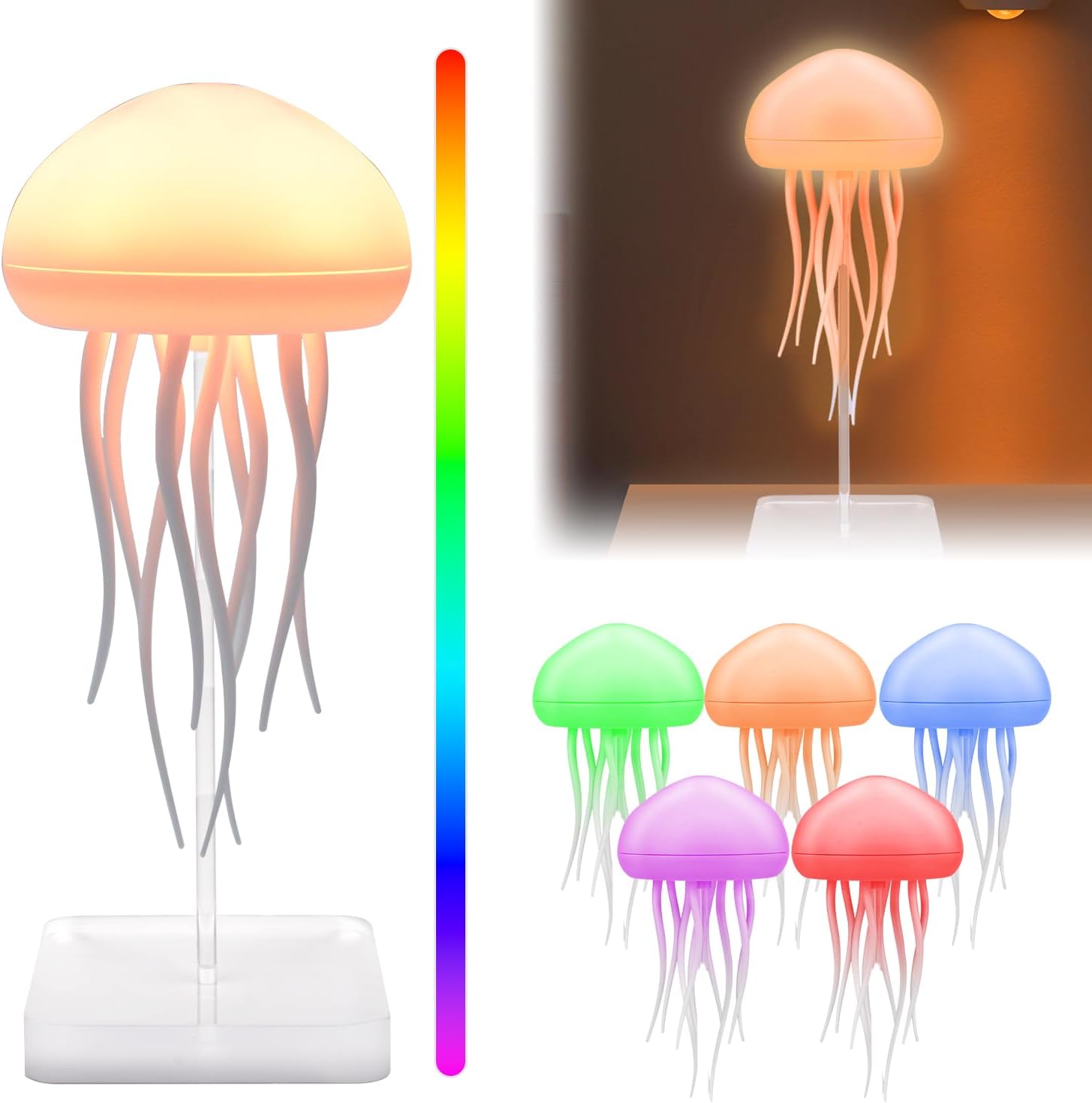 Lampe de chevet méduse à dégradé RGB avec tentacules animés - مصباح قنديل البحر - 10