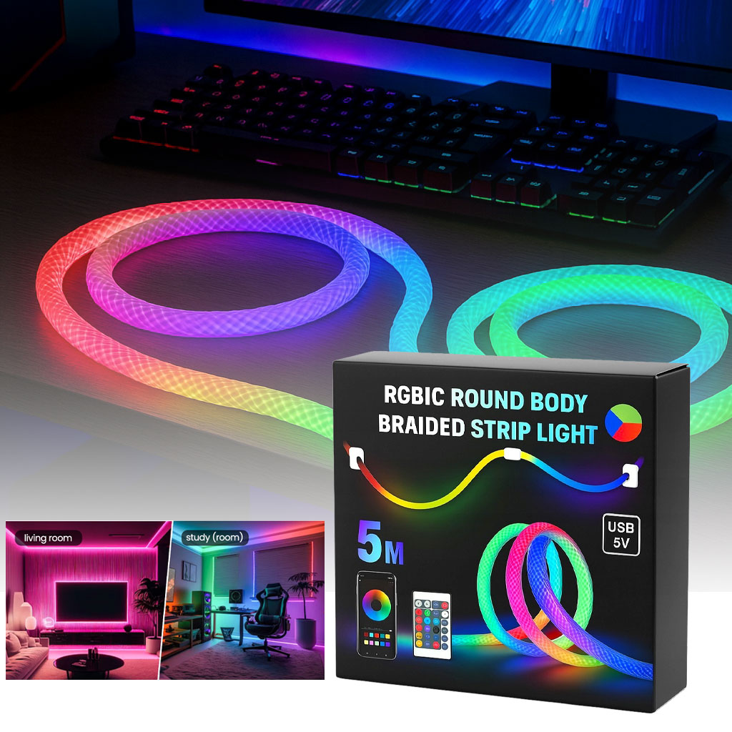 Bande LED RGB tube 360° numérique 5m 16mm USB 5V App Control - شريط إضاءة ملونة 2